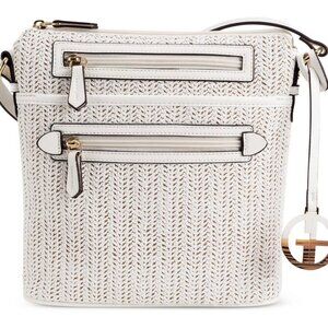 Giani Bernini White Classic Straw North South Crossbody EUC